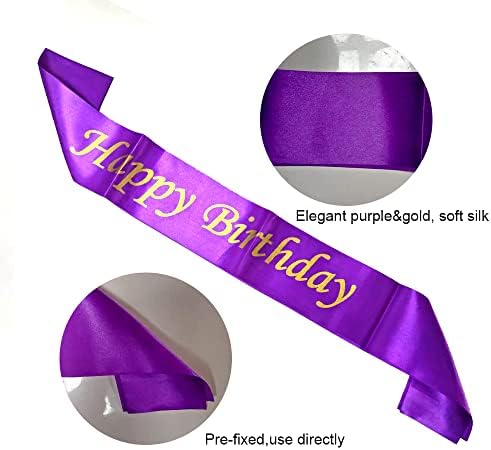 Yujiaonly 75ti rođendanski ukrasi za rođendan Purple Happy Rođendan Papir Baner Purple 40inch Broj 75 Happy Rođendan Sash Latex i