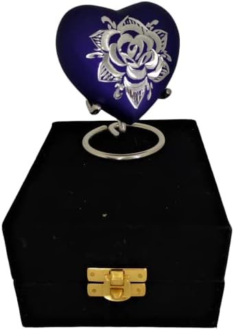 Akanksha umjetnosti klasični oblik srca urnu za ljudski pepeo - sa kutijom i postoljem - mastilom plavom bojom s dijamantnim rezanim