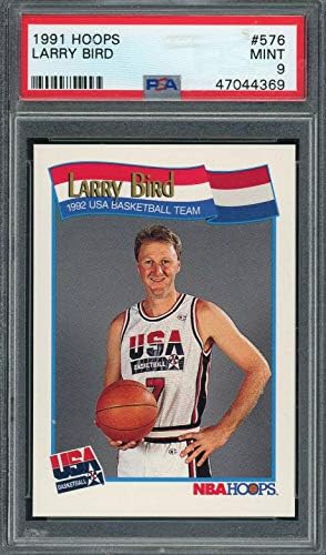 Larry Bird USA Košarkaška reprezentacija 1991 HOOPS košarkaška kartica 576 Ocjenjivane PSA 9 metvice - nepotpisane košarkaške kartice