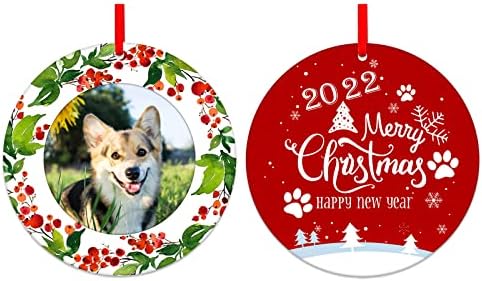 Petcee ukrasi za božićno drvce 2022 Božićni ukrasi za okvir za slike s personaliziranom fotografijom psa božićni poklon za uspomenu za kućne ljubimce sa poklon kutijom