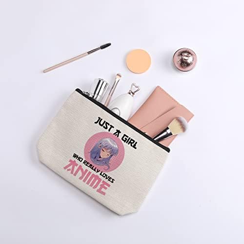 Kdxpbpz Anime Fans Make up Bag Anime Lover Gifts for Girls Women Friend Sister Just a Girl Who Really Loves anime Travel Toiletry Makeup Organizer torbica sa zatvaračem