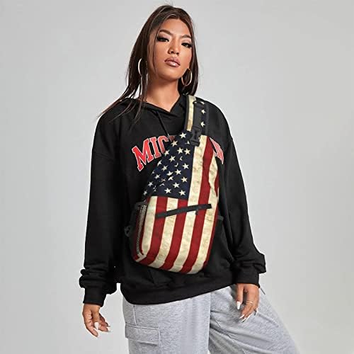 Dujiea crossbodbody ruksak za muškarce za žene snering torba, Grungy zastava USA Torba za grudna torba na ramenu laganu kaišev ruksak