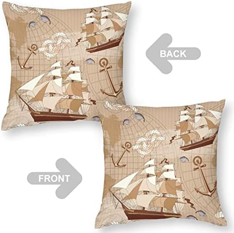 Morska avantura Stari karte Kvadratni jastuk za jastuk poliesterske obloge za jastuke bacaju navlake za kauč na razvlačenje