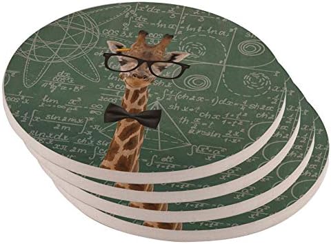 Old Glory Giraffe Geek matematičke formule Set od 4 okrugla podmetača od pješčenjaka Multi standardna jedna veličina