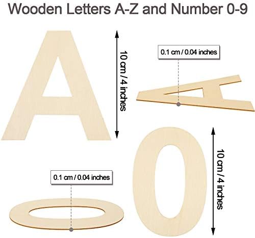 36 komada drveni broj slova Set nedovršena slova od drveta slova abeceda drveni brojevi DIY izrez drvena slova za zidni dekor uređenje