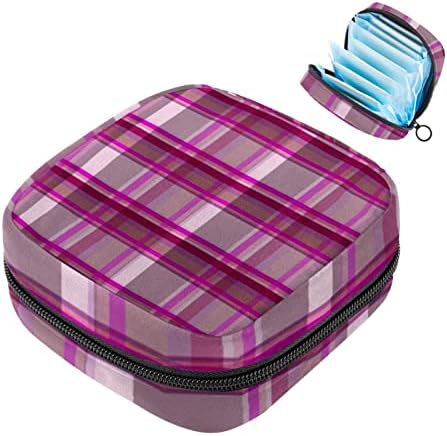 ORYUEKAN torba za čuvanje higijenskih uložaka, prenosiva menstrualna torba za žene i djevojčice torbica za menstrualne čašice, rešetkasta karirana mreža Pink Retro Lovely