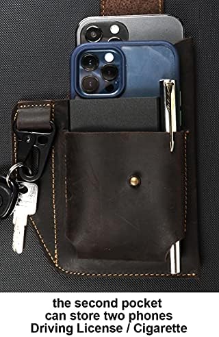 Edishen kožni telefon, Flip Count Cell Holster sa kukom za ključeve za kaiš, torbica, remen iPhone Samsung Galaxy, cigareta, traka, 02 # smeđa