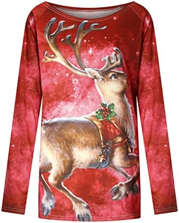 LMSXCT Womens Božićne vrhove tunike za nošenje sa gamašima Glitter božićno drži Ispiši labavu košulju s dugim rukavima bluza