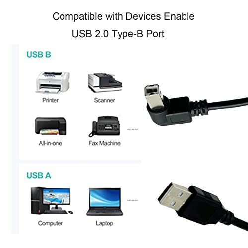 Seadream pravougaoni kabl za štampač 2pack USB2. 0 muški utikač na Pravi ugao USB B muški A / B M / M kabl za skener štampača
