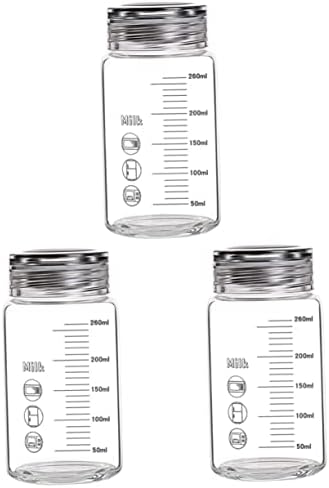 Baluue 3kom Graduirane staklene staklene čaše sa poklopcima staklena čaša za mlijeko transparentna široka usta Student