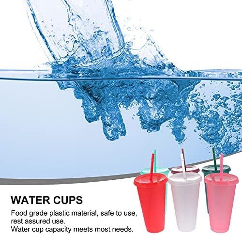 Hemoton Sportska boca za vodu 6pcsplastični poklopci slamke šolje velikog kapaciteta za višekratnu upotrebu hladne šoljice za piće
