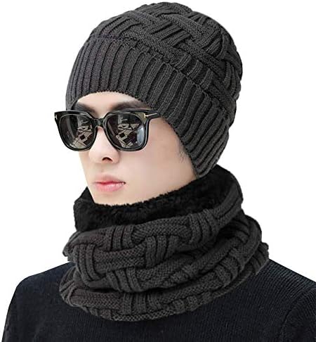 3-komade zimske slane šal i rukavice za dodirnu ekranu postavljaju tople pletene lobanje poklopca za muškarce žene