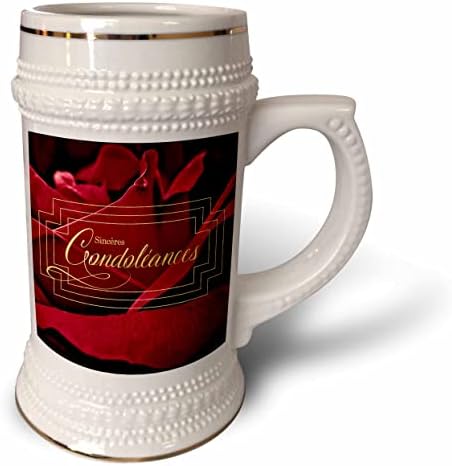 3drose francuski jezik simpatija duboka crvena ruža sa tipografijom - 22oz Stein krigla