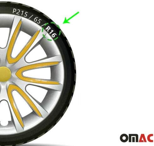 OMAC 16 inčni Hubcaps za Honda Cr-V sivu i žutu 4 kom. Poklopac naplatka kotača - HUB CAPS - Zamjena vanjske gume za automobile