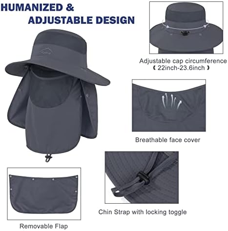 Durio Wide Wide Ribolovni šešir za muškarce Žene Vanjski vodootporni sunčani šešir Sklopivi kapa za zaštitu od sunca sa poklopcem za lice i vrat
