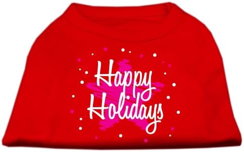 Mirage proizvodi za kućne ljubimce od 14-inča Scribble Happy Holidays Screintprint košulje za kućne ljubimce, velike, crvene
