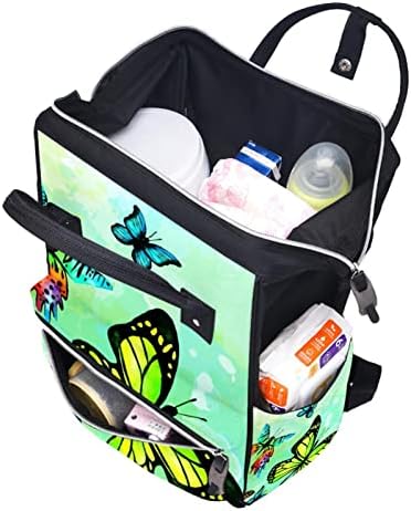 Proljeće zelene akvarelne ploče Leptire Pozadine bager ruksak Baby Nappy Promjena torbe za promjenu više funkcije Veliki kapacitet Putna torba