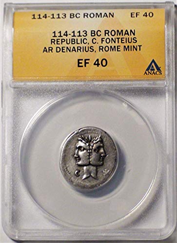 IT 114-113 BC drevni Rim Rimska republička autentična antička ratna galija srebrna kovanica AR Denarius izuzetno u redu