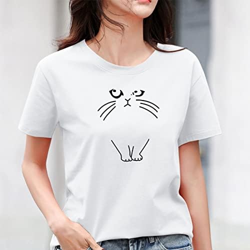 Ženski grafički ženski ljetni Top štampani kratki rukav posada vrat T Shirt štampani Top Linen bluze žene