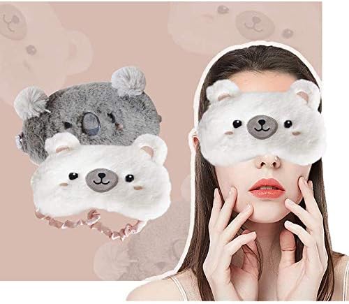 Elecharm 2 pakovanje crtane životinjsko spavanje maska ​​meka plišano slijepo traka za oči za oči za žene djevojke putuju noćni spavanje)