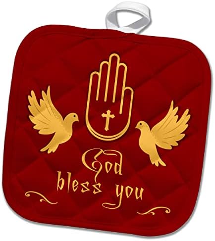 3Droza Bog blagoslovi tekst. Dlan, križ, dvije golubice na crvenoj pozadini - Pothilders