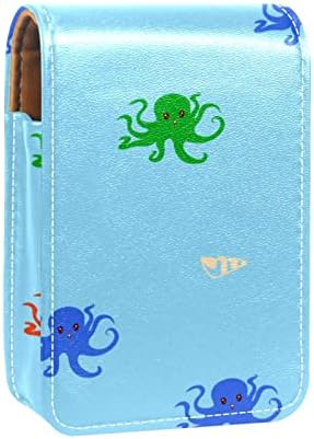 ORYUEKAN Mini torba za šminkanje sa ogledalom, torbica za kvačilo od umjetne ruževe, crtani okean životinja Octopus Waves