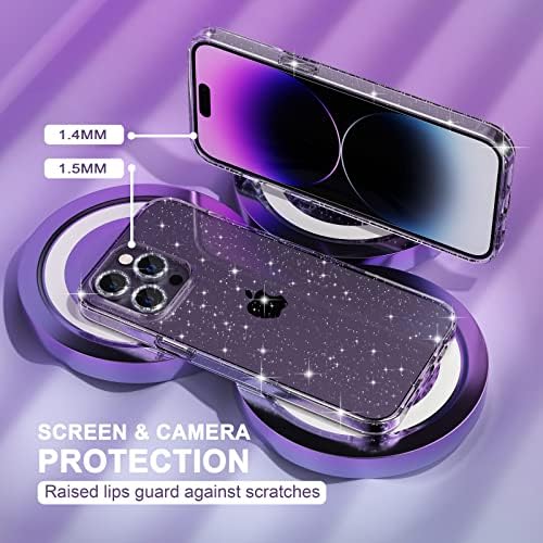 Choiche kompatibilan za iPhone 14 Pro Max Case Slatko, jasno blistaju bling SPORKY futrola, [3 x Diamond kamera zaštitni zaštitni