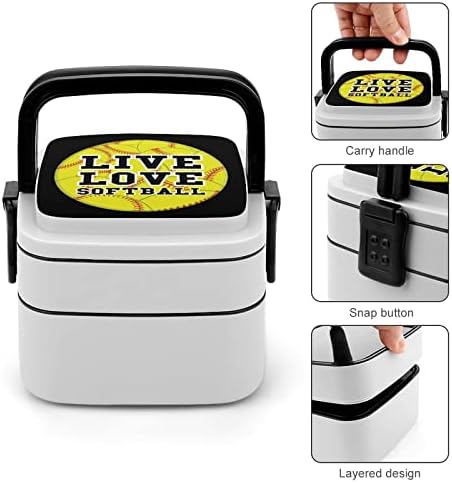 Live Love Softballs Dvostruki sloj Bento Box ručak kutija za obrok za rad izlet izletišta