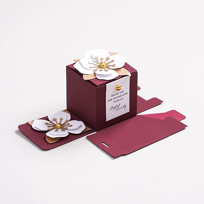 Colias Wing 20 kom bijeli cvijet serija Square Stylish Design Vjenčanje rođendan Party Favority Candy Boxes-Crvena i bijela