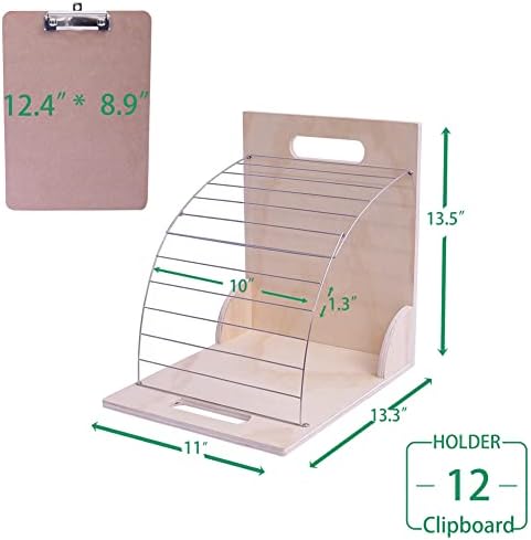 Maulehua držač međuspremnika sa 6 međuspremnik, drvo i nehrđajući čelik Clipboard može držač Up 12 međuspremnik. Štand za međuspremnik od 10 sa etiketom i neklizajućom prostirkom. 1kom