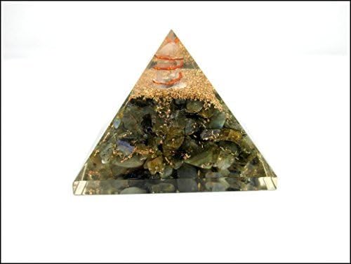Lijep originalni Jet International Labradosite orgone piramide za bogatstvo i obilje dragulje od dragulja bakra metala miješaju rijetku liječenje pozitivne energije