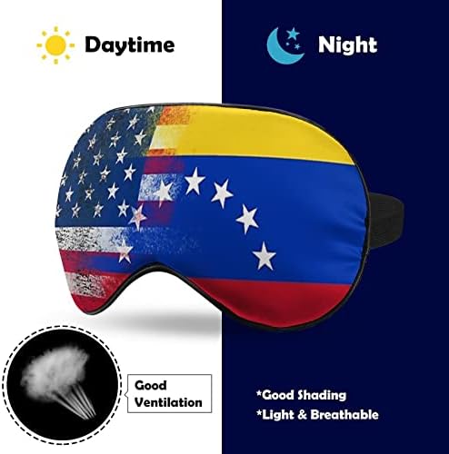 Američka i Venezuela zastava Mekana maska ​​za oči Poklopac efektivna sjenila za spavanje u udobnoj maski za spavanje s elastičnim