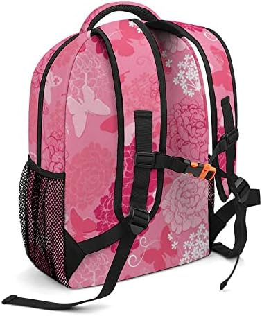 Butterfly Pink Dahlia Travel Backpacks Modna torba za rame Light Težina Multi-džepni Daypack za školsku studijsku kupovinu