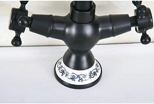 Ulje trljanje bronzane dvostruke križne ručke keramičke baze kupaonica kuhinja umivaonika Slavina miksera Swivel Swivel Sthout Paluba montirana