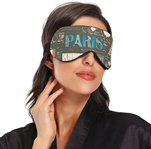 FOLIOSA SLEEP MASKE Elemente Pariškog ispisa, prozračno udobno kaša za oči do utegavanja za žene za žene s podesivim elastičnim kaišem