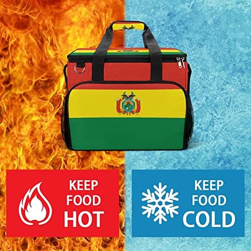 Kutija za hlađenje zastave Bolivije izolovana nepropusna torba za hlađenje ramena za ručak za radna putovanja na piknik na plaži 15,4