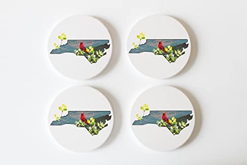 4 apsorbirajuće keramičke podloge za piće s plutom natrag, umjetnik dizajniran, 4 kružni coaster set, štiti tablicu, odlični poklon