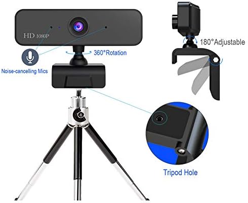 ASHATA M UGAST USB web kamera sa mikrofonom, HD 1080p dinamička rezolucija 360 stepeni za laptopdesktopcomputerpc, itd