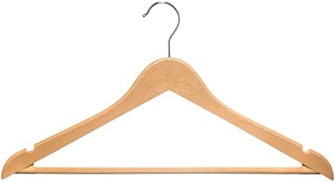 Ustech nakloni oblikovani ormar vješalica sa pantalonom za odijelo, kaput i pant | Drvena završna zaštitnica za teške odjeće sa ramenom za držanje prepreke | Pakovanje od 20