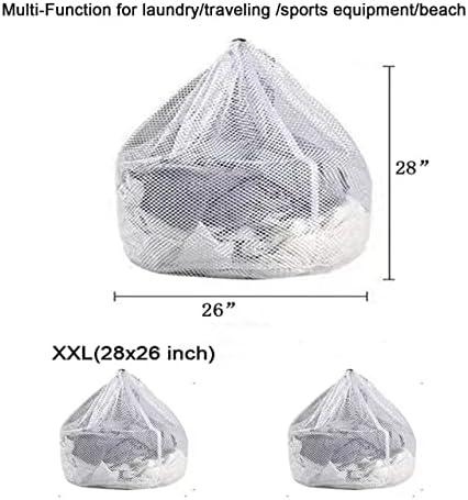 3kom izdržljive Jumbo mrežaste torbe za veš za teške uslove rada sa zatvaračem na vezice za delikatnu odeću,posteljinu, igračke