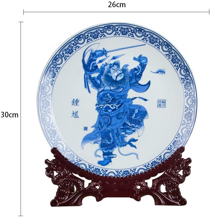 LDCHNH kineski stil plavi i bijeli ukras za kućnu kuću krug porculanskog ploča za drvo