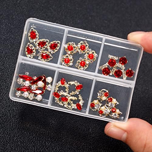 5 * 6kom=30kom Boxed mješoviti Nail Art čari Bowknot/srce/leptir Legura luksuzni nakit za nokte DIY sjajni dijamantski metalni zanat