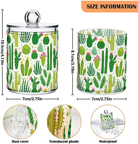 Yyzzh kaktus uzorak zelena kaktusa sočna postrojenje za sočne prirode 4 pakovanje QTIP-ovog držača za pamučnu swab loptu okrugli jastučići floss 10 oz apoteka za kupatilo Organizator šminke za skladištenje kupaonice