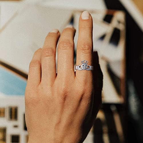 Greenpod nehrđajući čelični prstenovi za žene djevojke srebrni Irski Claddagh prstenovi Love Heart Celtic Knot Crown vjenčani prsten veličine 4-12
