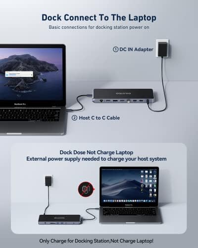 USB C priključna stanica Dual Monitor za Windows i Mac, GIISSMO 13-u-1 priključna stanica za Laptop Dual 4K HDMI i Displayport , punjenje