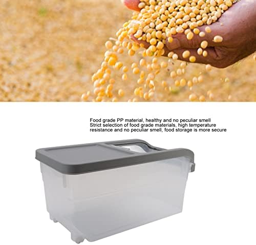 CHICIRIS kontejner za skladištenje pirinča, prozirni dozator za žitarice od 22 funte hermetičan držač zrna sa mernom čašom i točkovima za organizaciju, 15,2 x 7,2 x 8,3