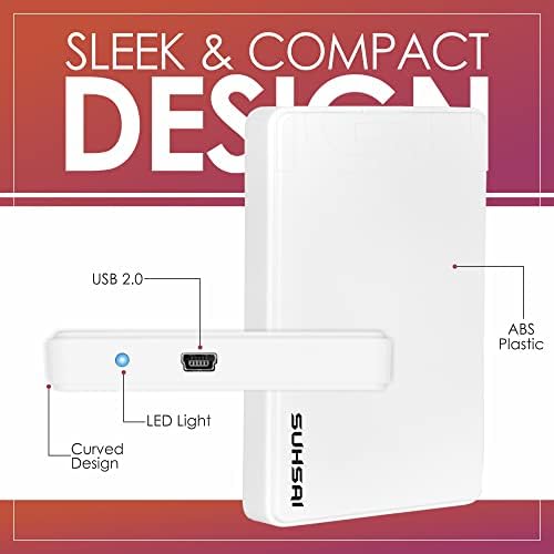 SUHSAI eksterni Hard disk USB 2.0 hard disk za skladištenje i Backup Portable Hard Disk proširenje memorije-Ultra Slim 2.5 inčni HDD kompatibilan sa PC, MAC, Laptop, Desktop, Chormebook