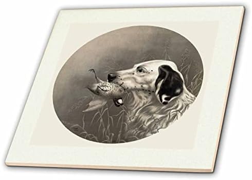 3drose Image of Vintage Sepia Photo of Bird Dog Closeup-Tiles