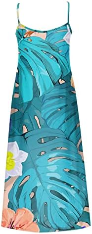 Uikmnh Fit & Flare plažne haljine trake labave haljine V izrez dugi cvjetni ljetni ležerni baršunasti rezervoar bez rukava