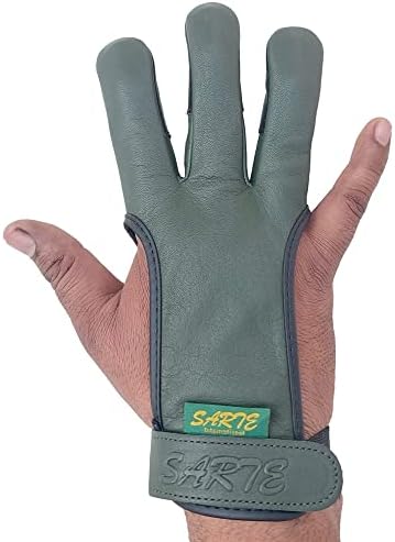 Sarte International rukavice za streličarstvo od zelene kravlje kože sa tri prsta AG-327